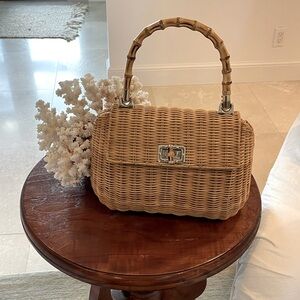 JMcGlaughlin Woven Wicker & Bamboo Handbag